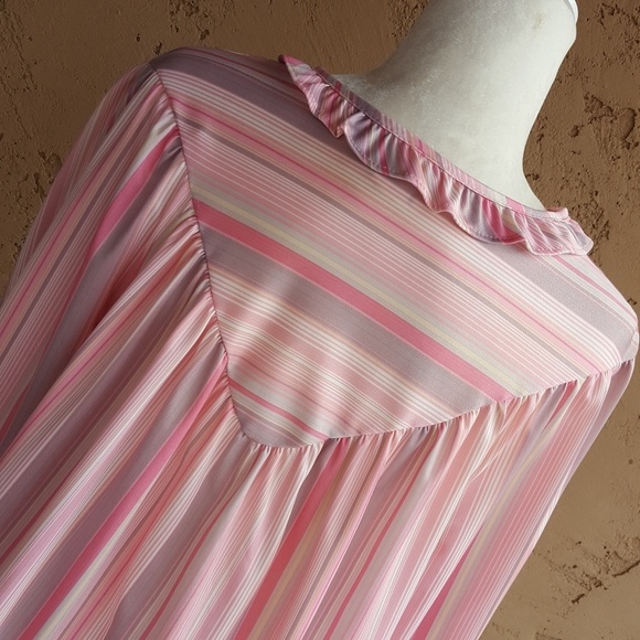 Vintage Tiger Lily Pink Striped Ruffle‎ Peter Pan Collar Blouse - Picture 5 of 6